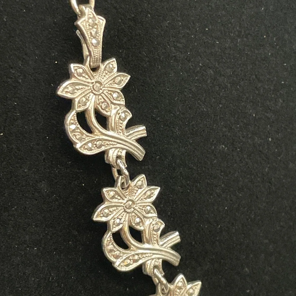 Sterling Silver 925 And Marcasite Necklace B&K 15
